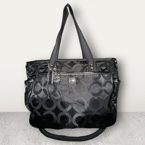 Coach Diaper Bag Coach Baby Black Double C Logo Canvas New Changing Pad Travel - Picture 1 of 12